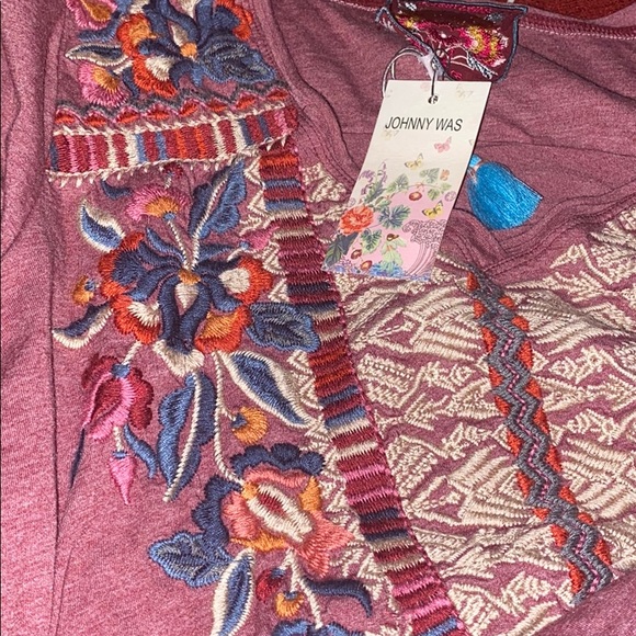 Johnny Was CLAUDE 3/4 KNIT DRAPE embroidered Top in XS - Picture 6 of 6